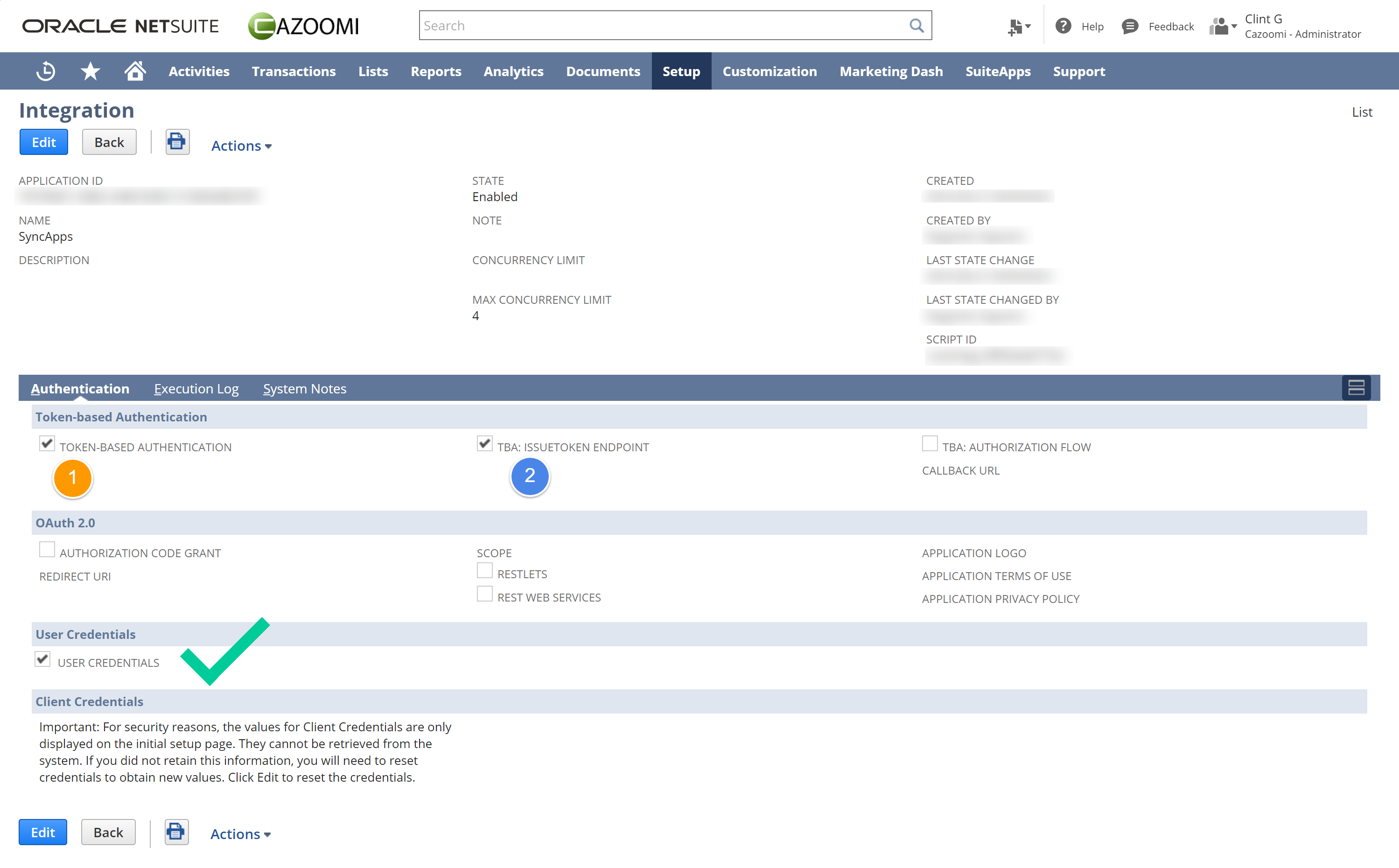 How to Setup NetSuite TokenBased Authentication as Authentication Type